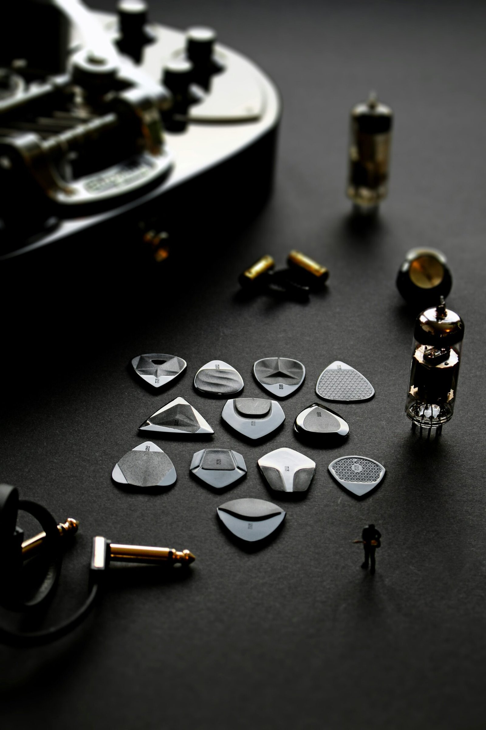 a group of metal objects sitting on top of a table